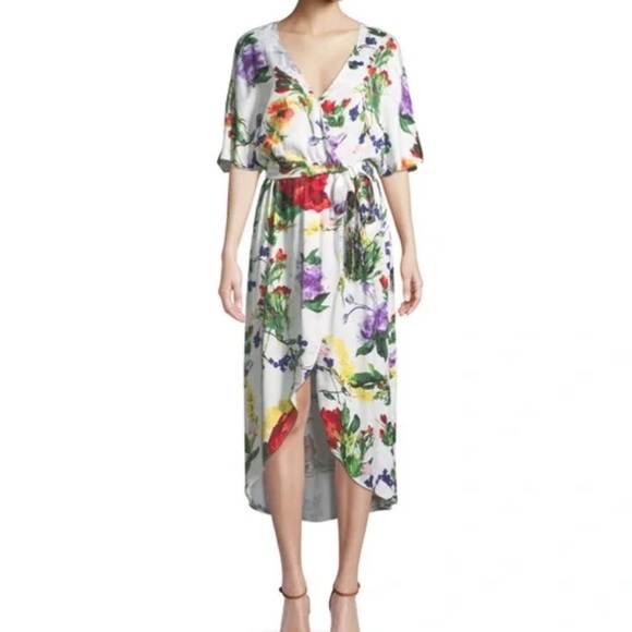 Alice and Olivia Floral Wrap Dress with Tie - Multicolor - size 4 - Picture 1 of 6